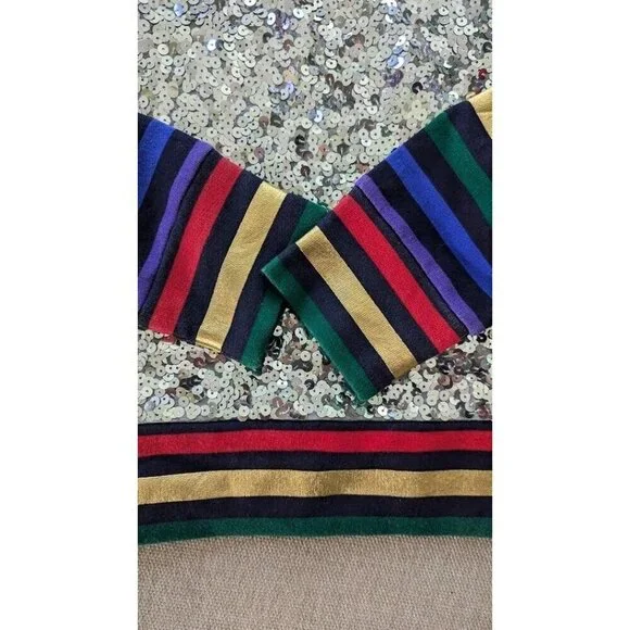 Crewcuts Girls Sweater Shirt Rainbow sz 14 Sequence Silver Sparkle Holiday - Picture 3 of 5